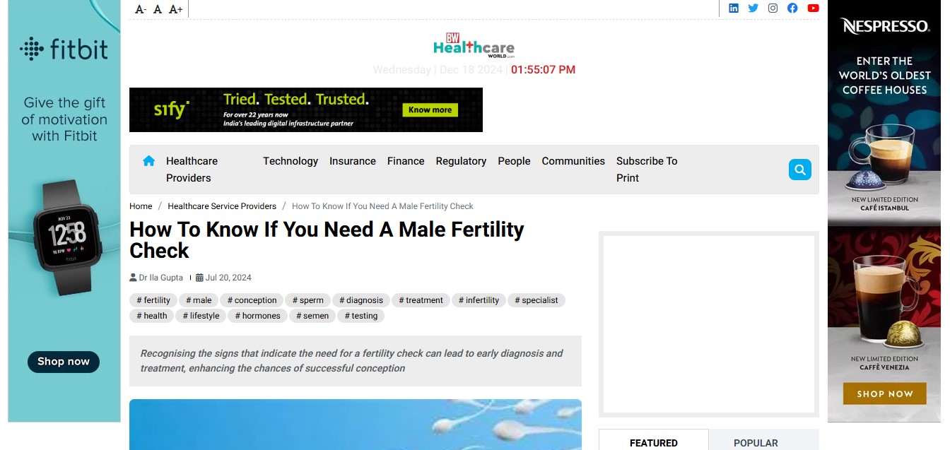 How To Know If You Need A Male Fertility Check - BW Healthcare World